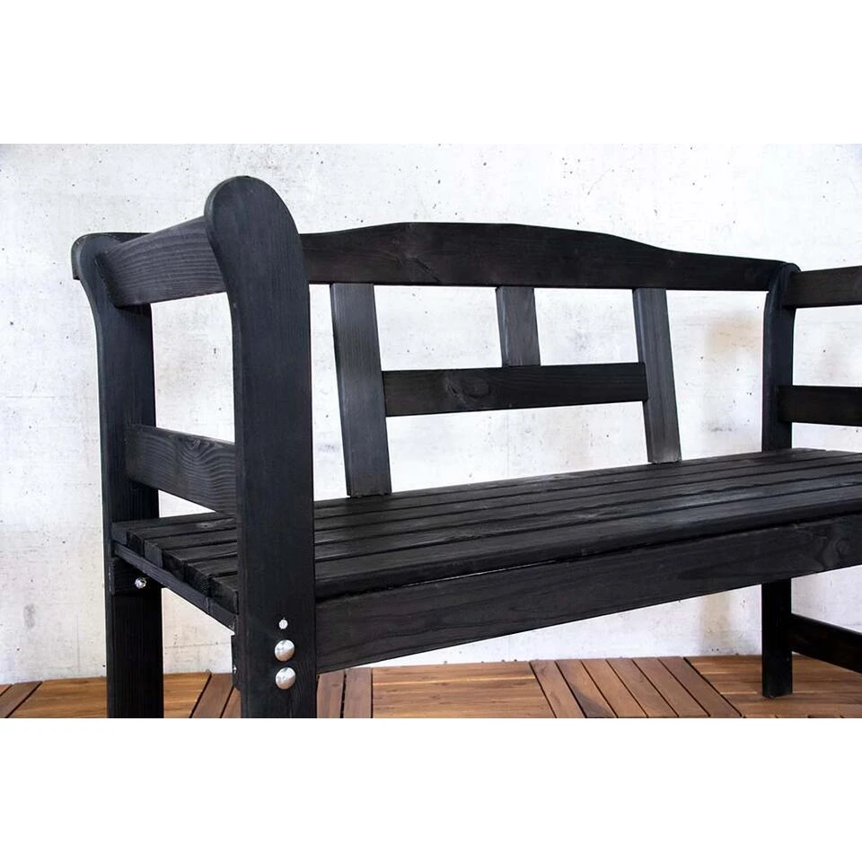 SenS-Line Friesen Tuinbank - Hout - Zwart 2 SenS-Line Friesen Tuinbank - Hout - Zwart - Afbeelding 2