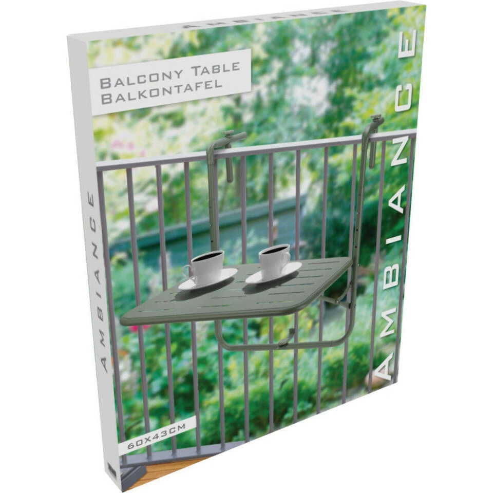 Pro Garden Balkon Tafel - Metaal - Groen - 60 X 43 Cm 2 Pro Garden Balkon Tafel - Metaal - Groen - 60 X 43 Cm - Afbeelding 2