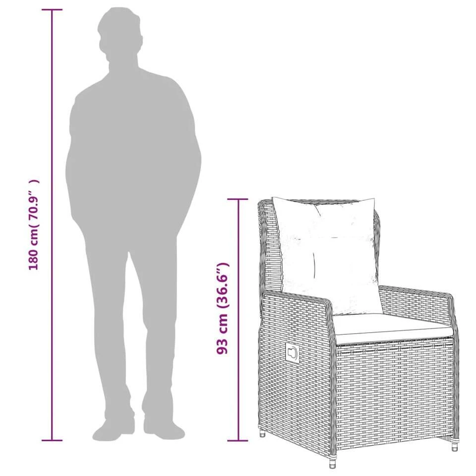 VidaXL - Tuinstoel - Bruin - Poly Rattan 11 VidaXL - Tuinstoel - Bruin - Poly Rattan - Afbeelding 11