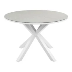 MALETTO - Tuintafel - Wit - ⌀ 120 Cm - Aluminium -Beliani Winkel 7ba6c72e0e6b4d5090a130667e53619f