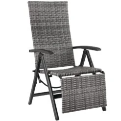 Tectake Wicker Tuinstoel Opklapbaar Met Aluminium Frame En Voetsteun, Grijs -Beliani Winkel 7ea8fef8622343fd9303cc0b86c8095a