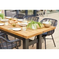 Hartman Heron Dining Tuintafel 240x100 Cm. - Zwart/Teak -Beliani Winkel 812066291df34e559d1208d194368e16
