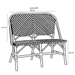 Mica Decorations Mandox Bank - L98 X B60 X H93 Cm - Rotan - Zwart, Wit -Beliani Winkel 8176d68b2cb341f89384bcf9ffccd7eb