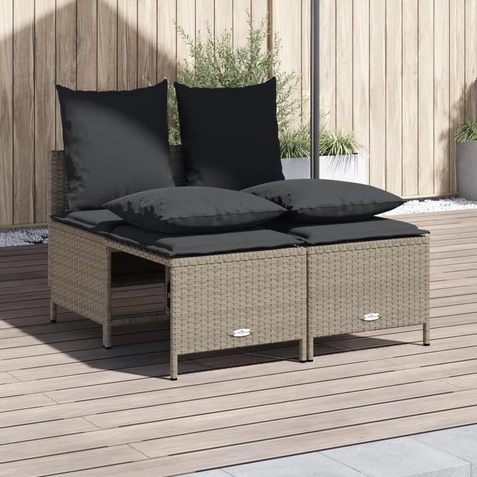 VidaXL - Loungeset - Grijs - Poly Rattan 2 VidaXL - Loungeset - Grijs - Poly Rattan - Afbeelding 2