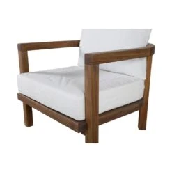Svea - Abdul Loungestoel - Acaciahout - Naturel/wit -Beliani Winkel 84af6d69582e43d8a780c26199462de7