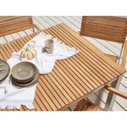 VIAREGGIO II - Tuintafel - Lichte Houtkleur - 90 X 200 Cm - Teakhout -Beliani Winkel 854caea93f88432cb838f3ddd40ac7d0