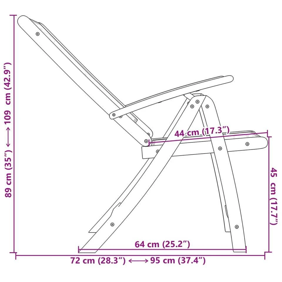 VidaXL - Inklapbare Tuinstoelen - Bruin - Acaciahout - 2 Stuks 12 VidaXL - Inklapbare Tuinstoelen - Bruin - Acaciahout - 2 Stuks - Afbeelding 12