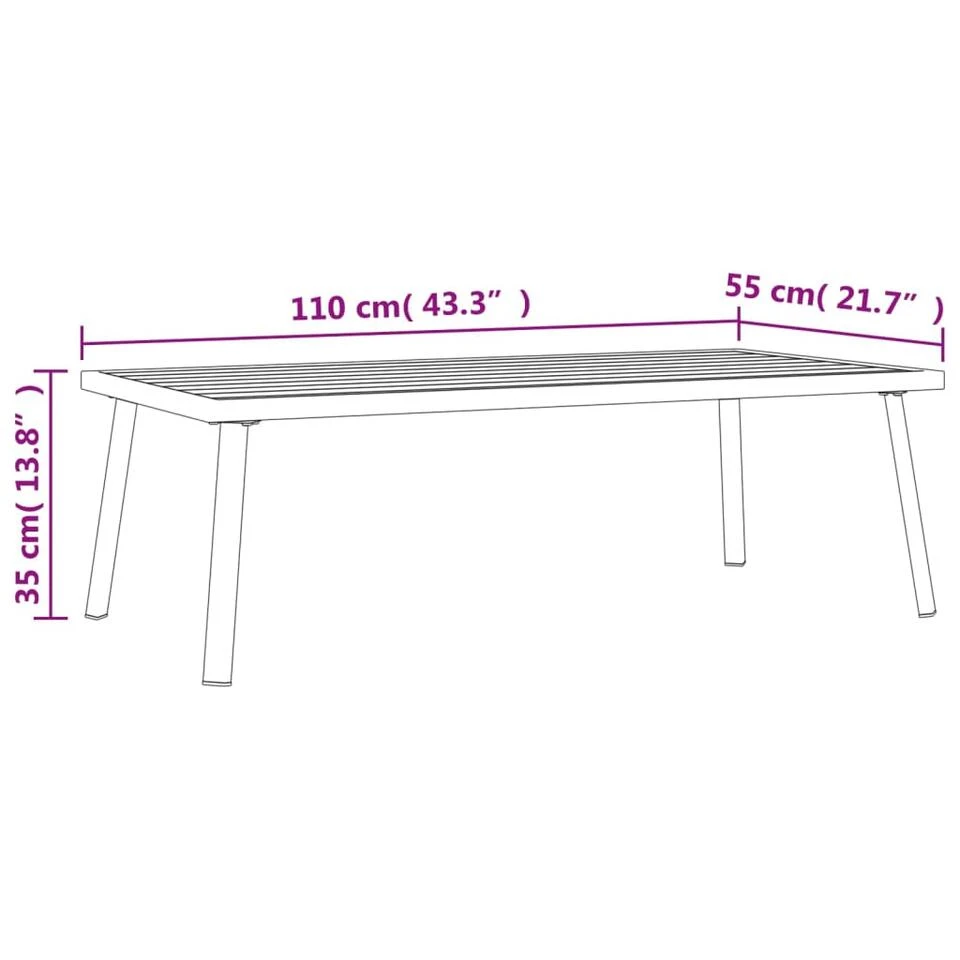 VidaXL - Tuintafel - Antraciet - Staal - 110x55x35 Cm 7 VidaXL - Tuintafel - Antraciet - Staal - 110x55x35 Cm - Afbeelding 7