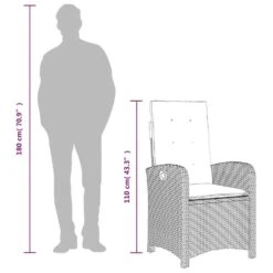 VidaXL - Verstelbare Tuinstoel Met Kussens - Grijs - Poly Rattan -Beliani Winkel 87db9beb35d242718d3726edf2543a6c