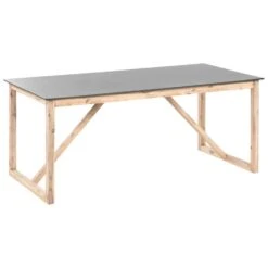 NOTTERI - Tuintafel - Grijs/Bruin - Beton -Beliani Winkel 8837827c865e4d04a222229ba7e54327
