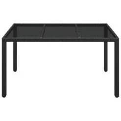 VidaXL - Tuintafel Met Glazen Blad - Zwart - Poly Rattan - 150 X 90 X 75 Cm 9 VidaXL - Tuintafel Met Glazen Blad - Zwart - Poly Rattan - 150 X 90 X 75 Cm -Beliani Winkel 898bc5d099e5497fb0331fb07eef3666