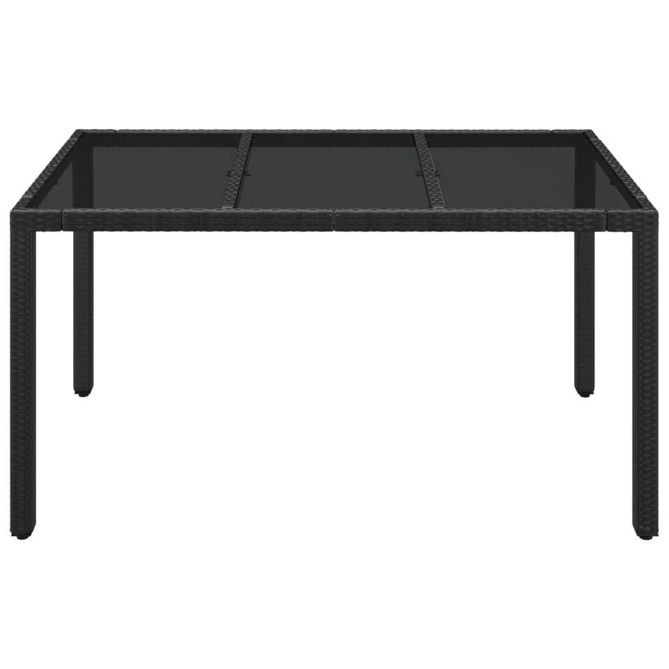 VidaXL - Tuintafel Met Glazen Blad - Zwart - Poly Rattan - 150 X 90 X 75 Cm 3 VidaXL - Tuintafel Met Glazen Blad - Zwart - Poly Rattan - 150 X 90 X 75 Cm - Afbeelding 3