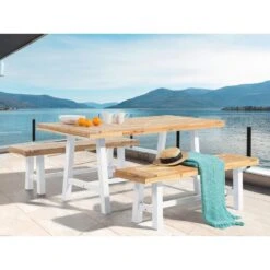 Beliani Eettafel SCANIA - Lichte Houtkleur Acaciahout -Beliani Winkel 8a39a1b359574109a5589dfdb39d5880