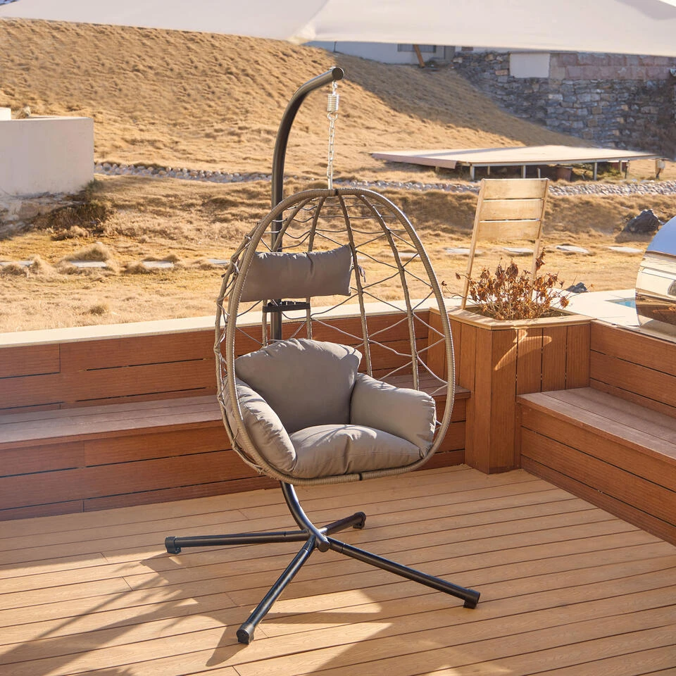 Hangstoel Van Rotan En Metaal In Zwart 7 Hangstoel Van Rotan En Metaal In Zwart - Afbeelding 7