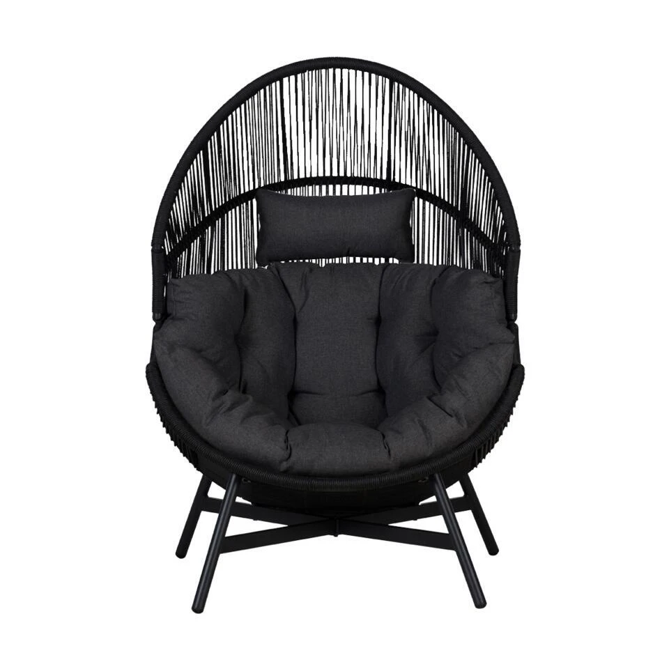 Lisomme Ayla Rattan Tuin Loungestoel Zwart - Met Zitkussens 6 Lisomme Ayla Rattan Tuin Loungestoel Zwart - Met Zitkussens - Afbeelding 6