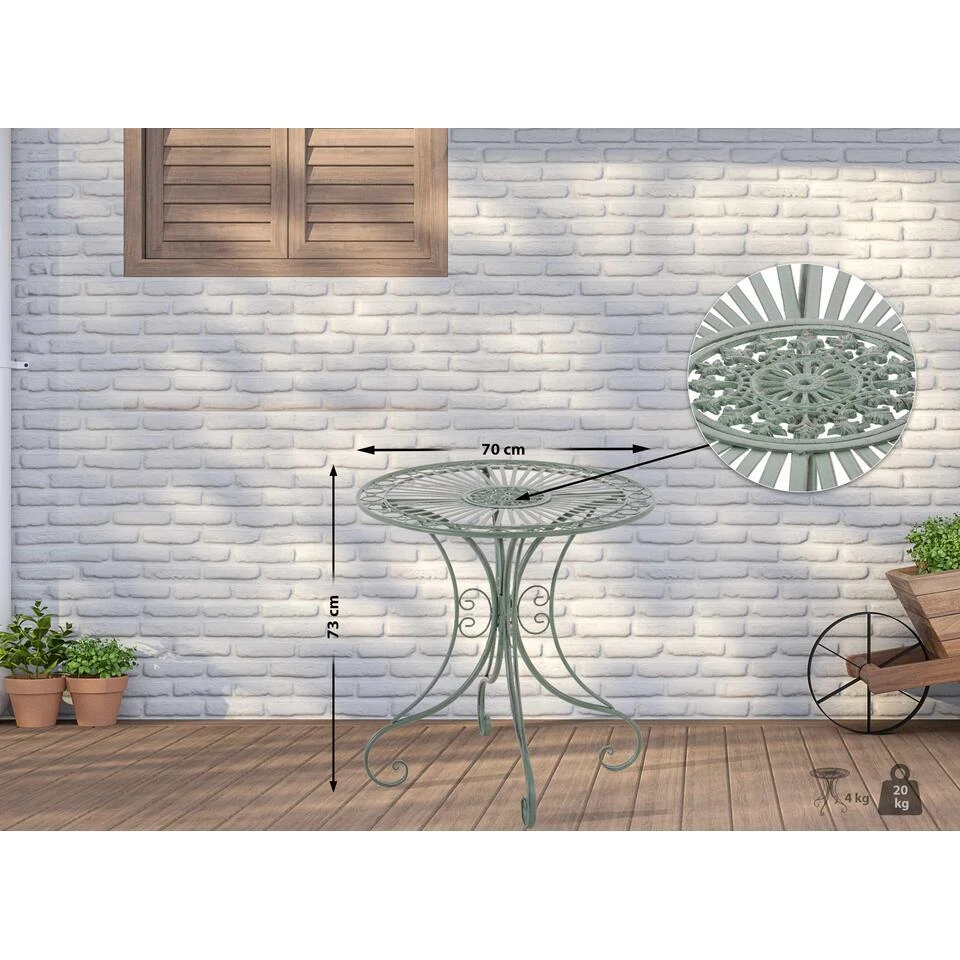 CLP Bijzettafel Tuin Hari Metaal - Antiek/groen 2 CLP Bijzettafel Tuin Hari Metaal - Antiek/groen - Afbeelding 2