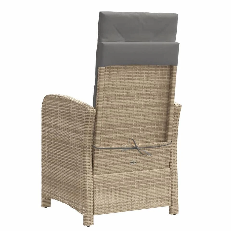 VidaXL - Tuinstoel Verstelbaar Met Voetensteun - Beige - Poly Rattan 6 VidaXL - Tuinstoel Verstelbaar Met Voetensteun - Beige - Poly Rattan - Afbeelding 6
