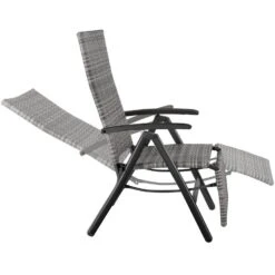 Tectake Wicker Tuinstoel Opklapbaar Met Aluminium Frame En Voetsteun, Grijs -Beliani Winkel 8ed4062b1df5442a985b683a4829aa2e