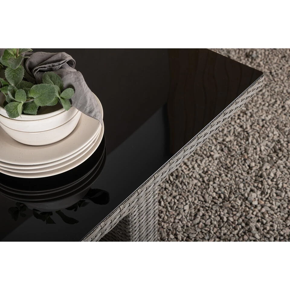 Fjôrd Tuintafel Grijs Wicker/Glas - 200x100x74cm - Padova 3 Fjôrd Tuintafel Grijs Wicker/Glas - 200x100x74cm - Padova - Afbeelding 3