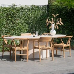 Tuintafel Ovaal - Naturel Travertin - 200x100x74cm - Myrna -Beliani Winkel 91d2f72b5c3f4607a18db29da8d5422c