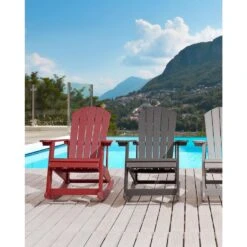 ADIRONDACK - Schommelstoel - Rood - Kunsthout -Beliani Winkel 91e9faf5a32f428e8ea4083417537cf4