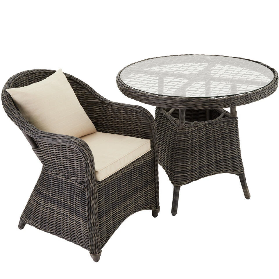 TecTake® Set Van 4 Wicker Stoelen - Weerbestendig Met Kussens - Grijs 4 TecTake® Set Van 4 Wicker Stoelen - Weerbestendig Met Kussens - Grijs - Afbeelding 4