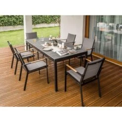 TOFANE - Eettafel Uitschuifbaar - Grijs - 198/248 X 90 - Aluminium -Beliani Winkel 9409672a3afb4b09be135cb8ffce140c