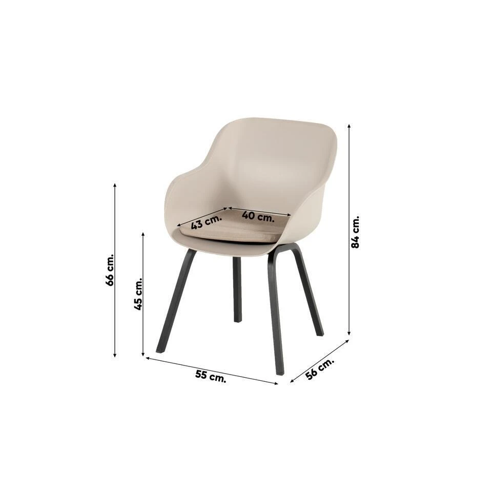 Hartman Le Soleil Element Dining Armstoel - Soft Taupe/Black - 4 St. 2 Hartman Le Soleil Element Dining Armstoel - Soft Taupe/Black - 4 St. - Afbeelding 2