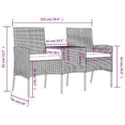 VidaXL - Tuinbank 2-zits Met Tafeltje - Antraciet - Poly Rattan 9 VidaXL - Tuinbank 2-zits Met Tafeltje - Antraciet - Poly Rattan -Beliani Winkel 965bcb311c0d4745bc656119966a13c6