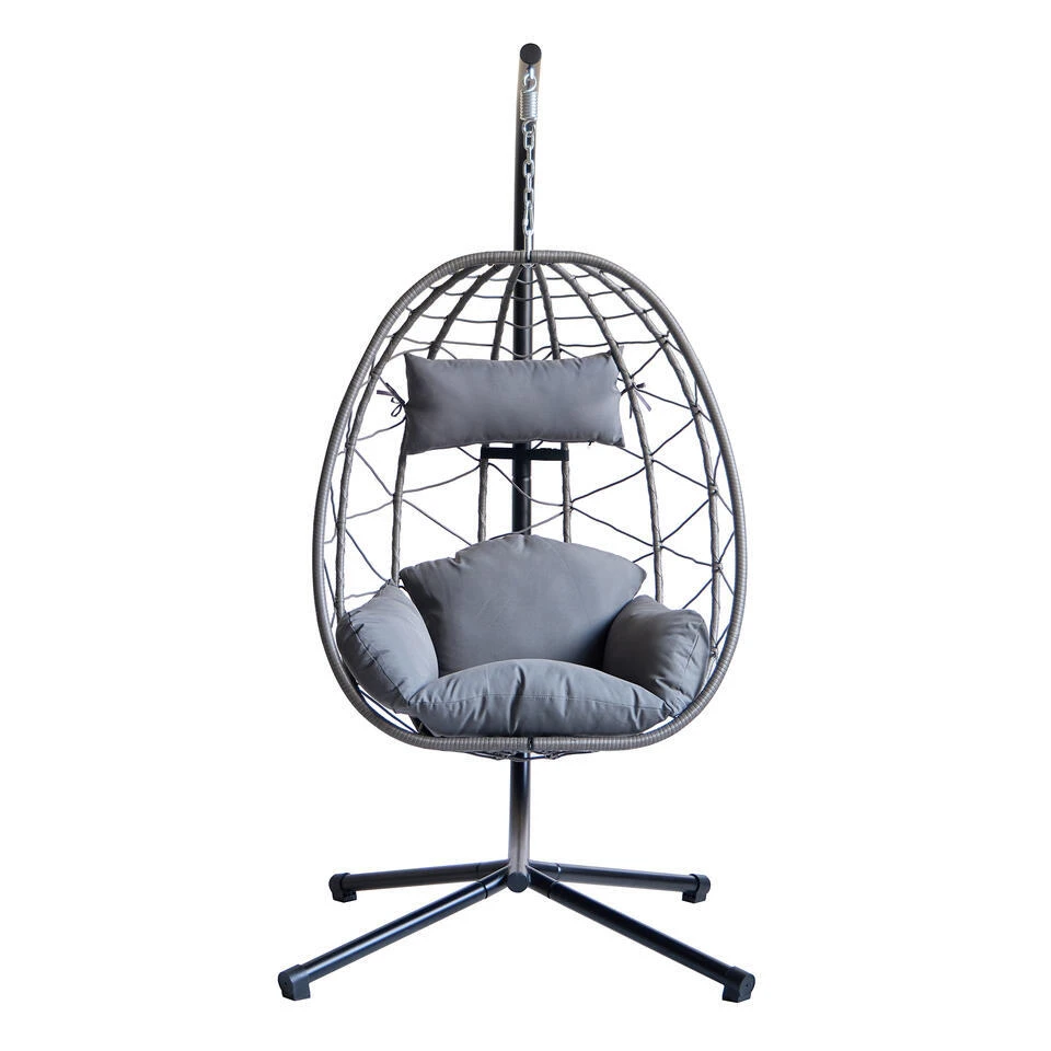 Hangstoel Van Rotan En Metaal In Zwart 8 Hangstoel Van Rotan En Metaal In Zwart - Afbeelding 8