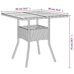 VidaXL - Tuintafel Met Acaciahouten Blad - Grijs - Poly Rattan - 80 X 80 X 75 Cm -Beliani Winkel 9778739e50404122835fe2ac3c576668