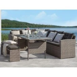 Beliani Tuintafel VITERBO - Grijs Pe Rotan 7 Beliani Tuintafel VITERBO - Grijs Pe Rotan -Beliani Winkel 9d9906ffcf8c47869b6336d41acac0c3