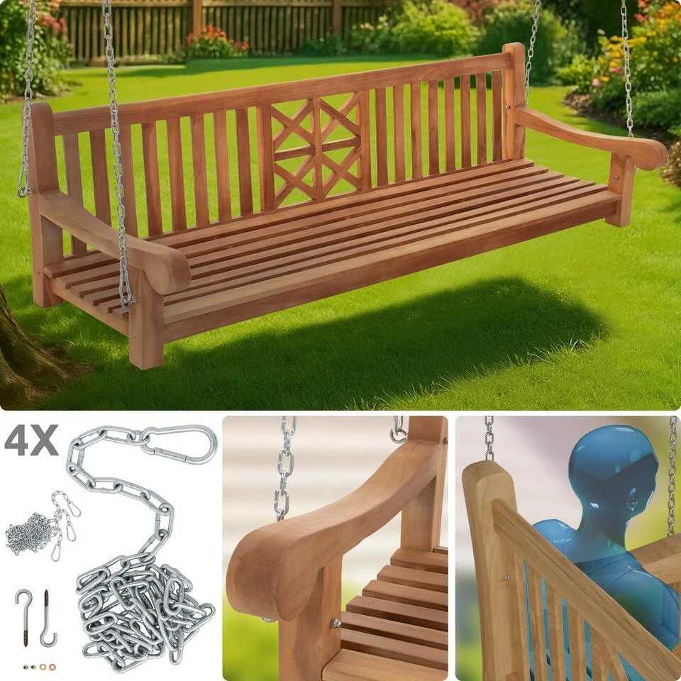 CLP Schommelbank Farm 220 Cm - Teak 4 CLP Schommelbank Farm 220 Cm - Teak - Afbeelding 4