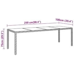 VidaXL - Tuintafel - Grijs - Gehard Glas En Poly Rattan - 250x100x75 Cm -Beliani Winkel a10d35a06d0e4545a1a451d4604bb2a1