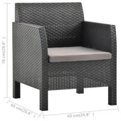 VidaXL - Tuinstoel - Antraciet - Polypropyleen - Met Kussen - 63x65x76 Cm -Beliani Winkel a1b736e51a334e629bc49beaa77732a3