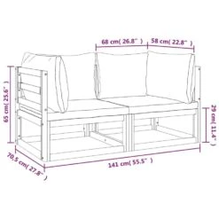 VidaXL - Hoekbanken Sectioneel - Taupe - Acaciahout - 2 Stuks -Beliani Winkel a1c8e7d89c7644cc975eadefab2799d3