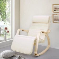 Schommelstoel - Relaxstoel - Verstelbaar 5 Standen - Beige -Beliani Winkel a20499f8daa54dcc80b1d50d28a7e0c9