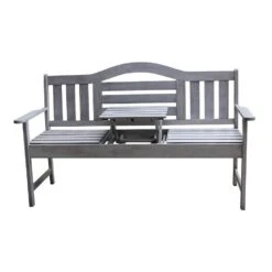 SenS-Line Nevada Tuinbank Met Uitklapbaar Tafeltje - Grijs - 150 Cm - Meranti H -Beliani Winkel a52cdc5c5c7943a580a8d55d99d3c66f