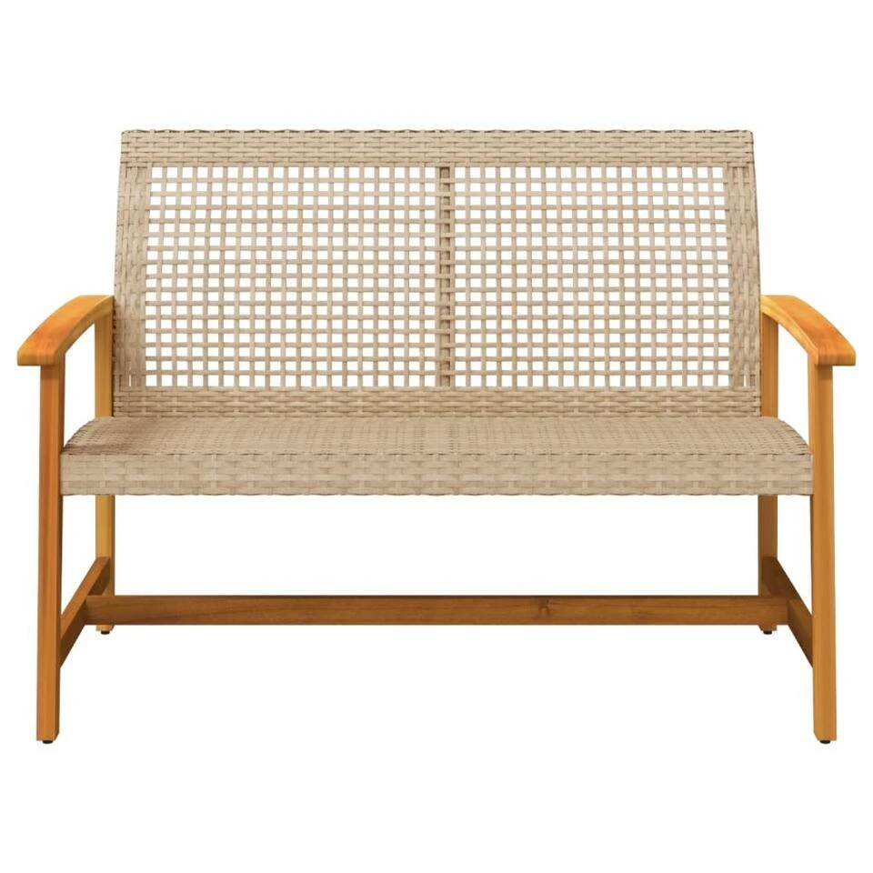 VidaXL - Tuinbank - Beige - Poly Rattan En Acaciahout Beige - 112 Cm 4 VidaXL - Tuinbank - Beige - Poly Rattan En Acaciahout Beige - 112 Cm - Afbeelding 4
