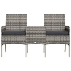 VidaXL - Tuinbank 2-zits Met Tafeltje - Antraciet - Poly Rattan 7 VidaXL - Tuinbank 2-zits Met Tafeltje - Antraciet - Poly Rattan -Beliani Winkel a688679126904f0689dc858f984a9014