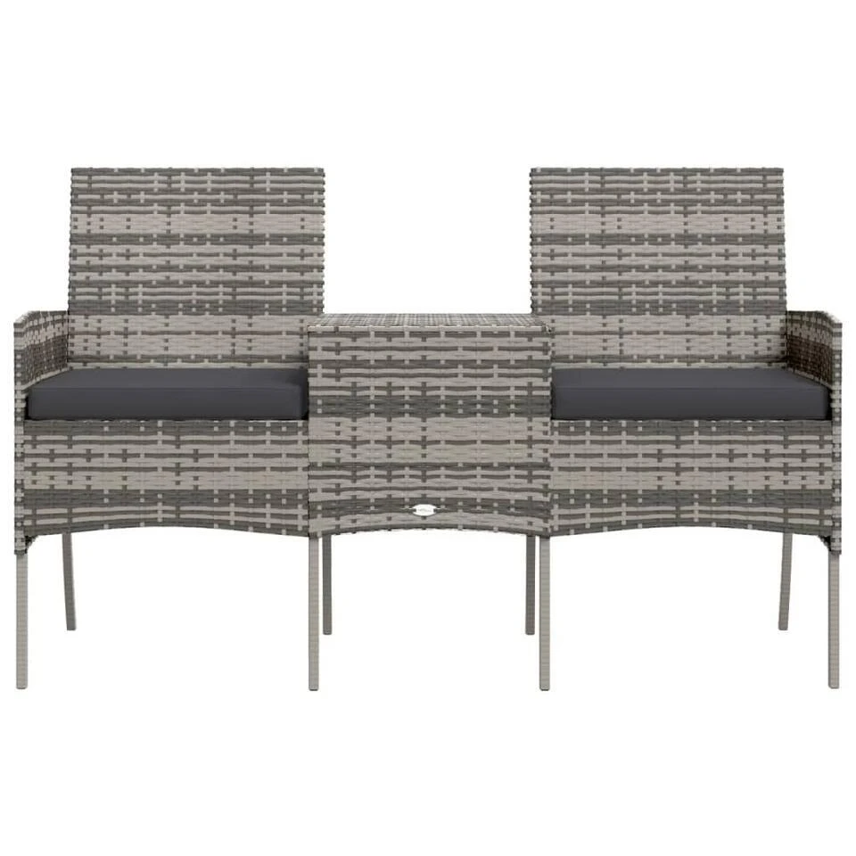 VidaXL - Tuinbank 2-zits Met Tafeltje - Antraciet - Poly Rattan 3 VidaXL - Tuinbank 2-zits Met Tafeltje - Antraciet - Poly Rattan - Afbeelding 3