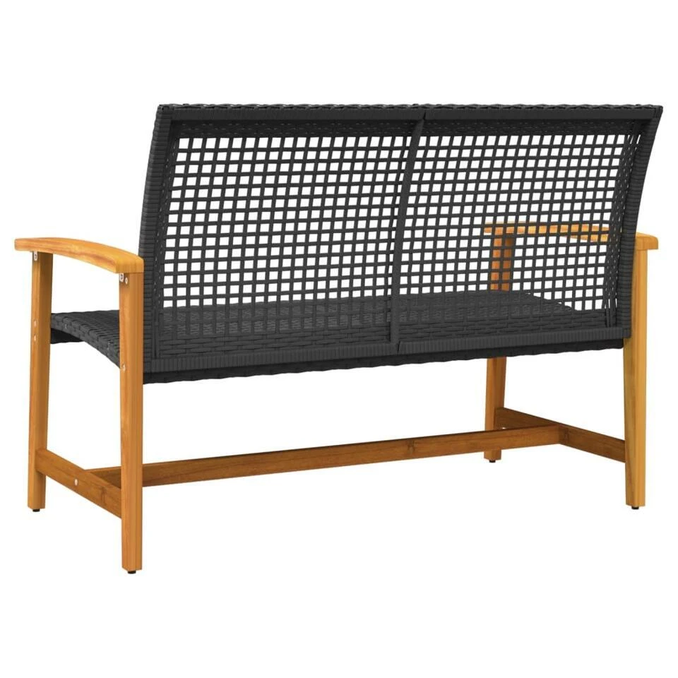 VidaXL - Tuinbank - Zwart - Poly Rattan En Acaciahout - 112 Cm 6 VidaXL - Tuinbank - Zwart - Poly Rattan En Acaciahout - 112 Cm - Afbeelding 6