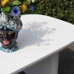 Tuintafel Deens Ovaal - Wit Betonlook - 240x100x75cm - Maya -Beliani Winkel a88a95aaa5e84d08846804e79d9baf52