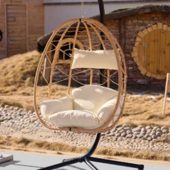 Hangstoel Van Bruin Rotan En Metaal 14 Hangstoel Van Bruin Rotan En Metaal -Beliani Winkel a924255418884ac1a253b91226532738