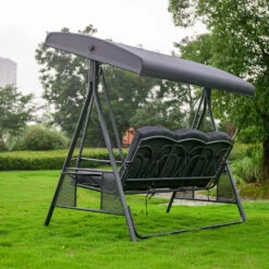 Merkloos HOME DELUXE Hollywood-schommel DESCANSO Grijs -Beliani Winkel a945202f08254df282f2a248ca92689d