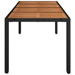 VidaXL - Tuintafel Met Houten Blad - Zwart - Poly Rattan - 190 X 90 X 75 Cm -Beliani Winkel ab8d2c001e0542a9a2d5c960f4d5826a