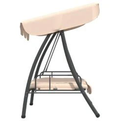 VidaXL Schommelbank Voor Buiten Met Luifel Zandwit -Beliani Winkel ab99bb59917e40c88f4be2ad366ebeee