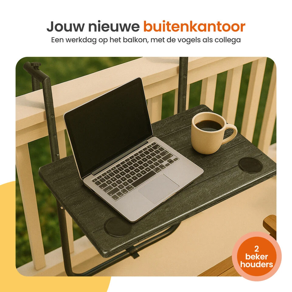 Goliving Balkontafel - Inklapbaar - Hangend - 60 X 40 Cm - Hoogteverstelbaar 5 Goliving Balkontafel - Inklapbaar - Hangend - 60 X 40 Cm - Hoogteverstelbaar - Afbeelding 5
