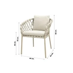 Sara Dining Tuinstoel - Rope/Latte - Zandkleur -Beliani Winkel ad6f011307a24cd19de49c2413fb20f4