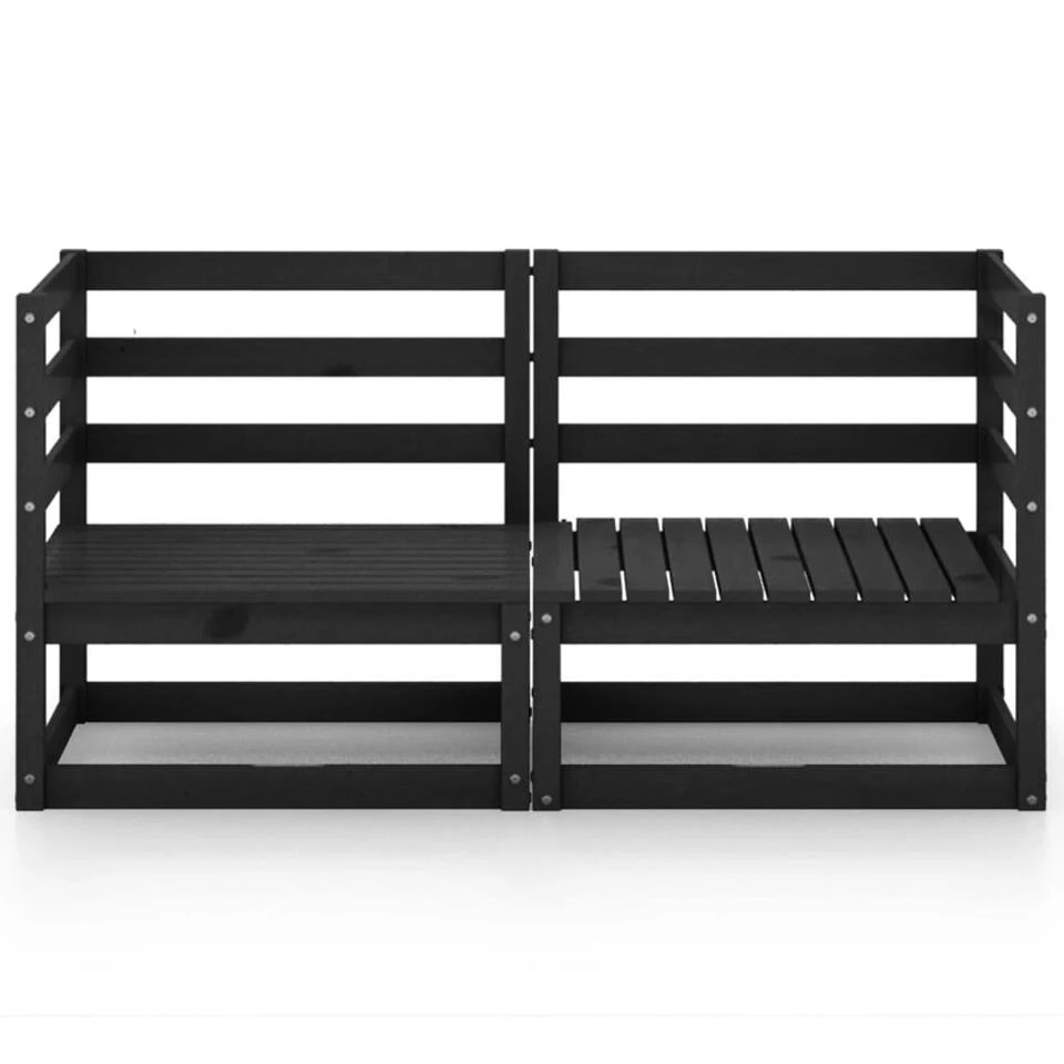 VidaXL Tuinbank 2-zits Massief Grenenhout Zwart 3 VidaXL Tuinbank 2-zits Massief Grenenhout Zwart - Afbeelding 3